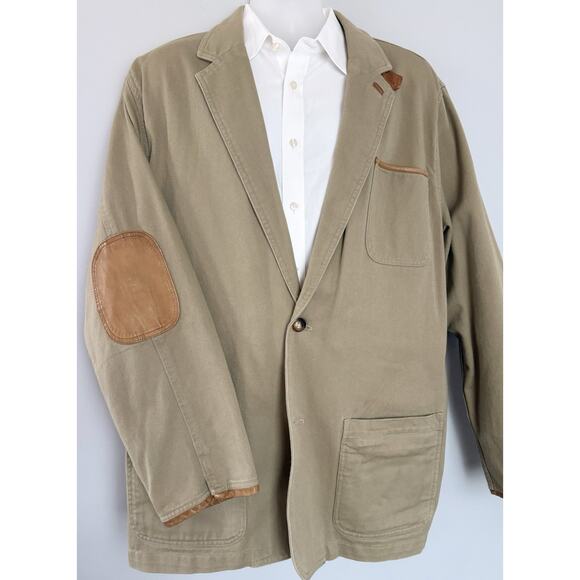 Orvis Other - ORVIS Jacket Zambezi Mens 48T Leather Elbow Patch Tan Canvas Sport Coat Hunting
